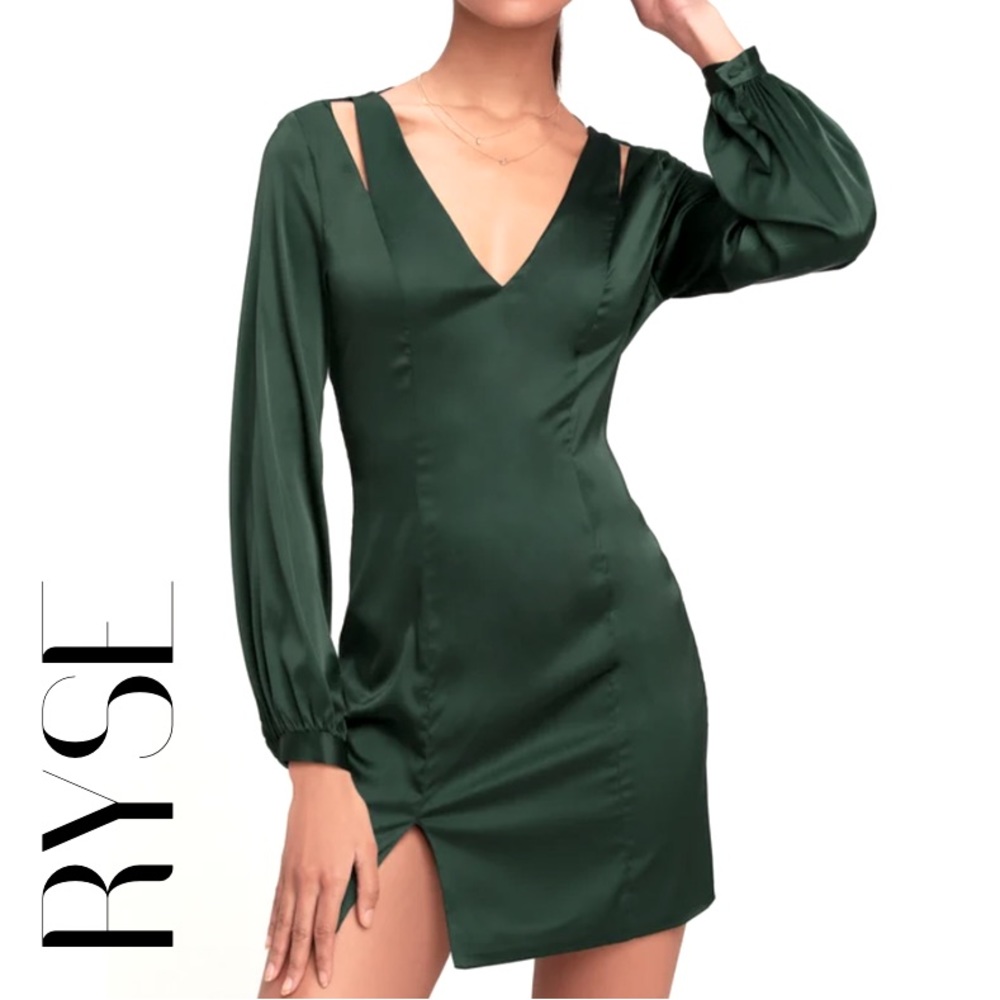 🎉HOST PICK🎉 Ryse the label Amanda satin cutout long sleeve mini dress NWT